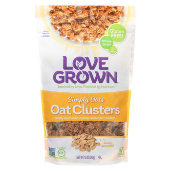 Love Grown Foods Oat Clusters - Simply Oats - Case of 6 - 12 oz.