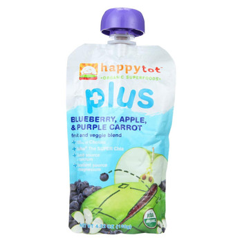 Happy Tot Toddler Food - Organic - Plus - Fruit and Veggie Blend - Blueberry Apple Purple Carrot - 4.22 oz - case of 16 Happy Tot Toddler Food - Organic - Plus - Fruit and Veggie Blend - Blueberry Apple Purple Carrot - 4.22 oz - case of 16