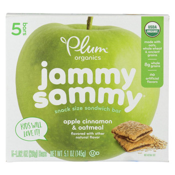 Plum Kids Jammy Sammy Snacks - Apple Cinnamon and Oatmeal - Case of 6 - 1.03 oz.