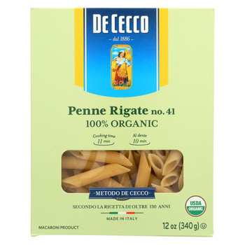 De Cecco Pasta - Pasta - Organic - Penne Rigate - Case of 12 - 12 oz De Cecco Pasta - Pasta - Organic - Penne Rigate - Case of 12 - 12 oz