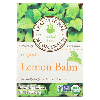 Traditional Medicinals Organic Herbal Tea - Lemon Balm Lemon Bal Og2 - Case of 6 - 16 Bags