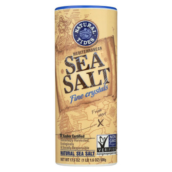 Natural Tides Mediterranean Sea Salt - Fine Crystals - Case of 12 - 17.6 oz.