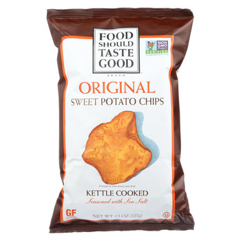 Food Should Taste Good Sweet Potato Tortilla Chips - Sweet Potato - Case of 12 - 4.5 oz.