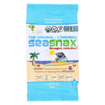 Seasnax Organic Seasnax Original Roasted Seaweed Snack - Case of 24 - 0.18 oz. Seasnax Organic Seasnax Original Roasted Seaweed Snack - Case of 24 - 0.18 oz.