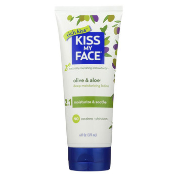 Kiss My Face Lotion - Olive and Aloe - Case of 1 - 6 fl oz.