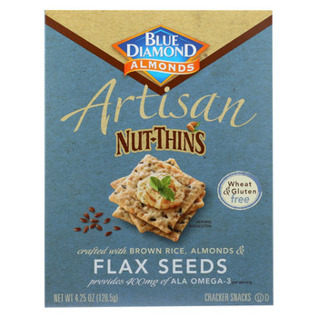 Blue Diamond - Artesion Nut Thins - Flax Seed - Case of 12 - 4.25 oz. Blue Diamond - Artesion Nut Thins - Flax Seed - Case of 12 - 4.25 oz.