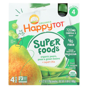Happy Tot Toddler Food - Organic - Green Bean Pear and Pea - 4/4.22oz - case of 4 Happy Tot Toddler Food - Organic - Green Bean Pear and Pea - 4/4.22oz - case of 4