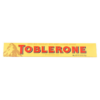 Toblerone Chocolate Bar - Swiss Milk Chocolate - Honey and Almond Nougat - 3.52 oz - Case of 20