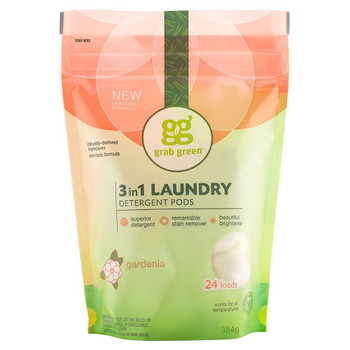 Grab Green Laundry Detergent - Gardenia - Case of 6 - 24 Count Grab Green Laundry Detergent - Gardenia - Case of 6 - 24 Count