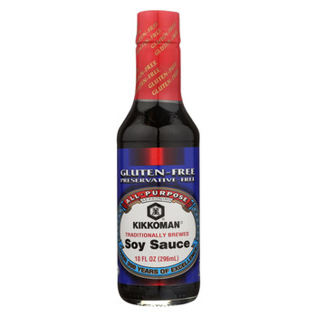 Kikkoman Soy Sauce - Gluten Free - Case of 6 - 10 Fl oz. Kikkoman Soy Sauce - Gluten Free - Case of 6 - 10 Fl oz.