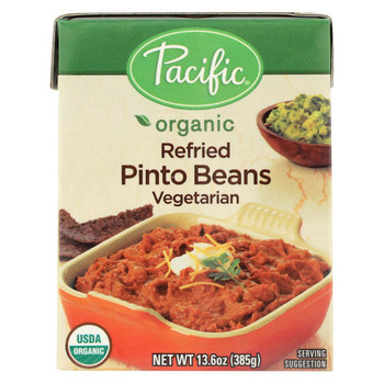 Pacific Natural Foods Refried Pinto Beans - Vegetarian - Case of 12 - 13.6 oz.