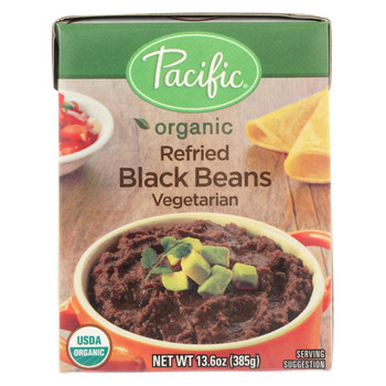 Pacific Natural Foods Refried Black Beans - Vegetarian - Case of 12 - 13.6 oz.
