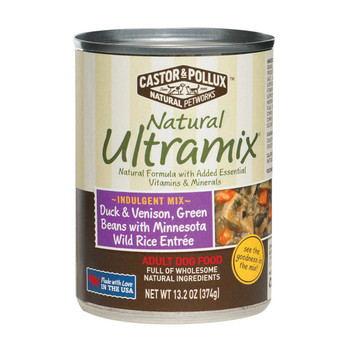 Castor and Pollux Ultra mix Dog Food - Duck and Venison - Case of 12 - 13.2 oz.