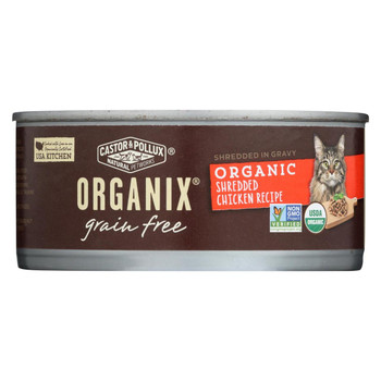 Castor and Pollux Organic Cat Food - Shredded Chicken - Case of 24 - 5.5 oz.