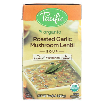 Pacific Natural Foods Mushroom Lentil Soup - Roasted Garlic - Case of 12 - 17 oz.