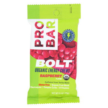 Probar Bolt Energy Chews - Organic Raspberry - 2.1 oz - Case of 12