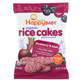 Happy Baby Happy Munchies Rice Cakes - Organic Blueberry and Beet - 1.4 oz - Case of 10 Happy Baby Happy Munchies Rice Cakes - Organic Blueberry and Beet - 1.4 oz - Case of 10