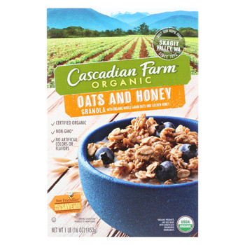 Cascadian Farm Organic Granola Cereal - Oats and Honey - Case of 6 - 16 oz