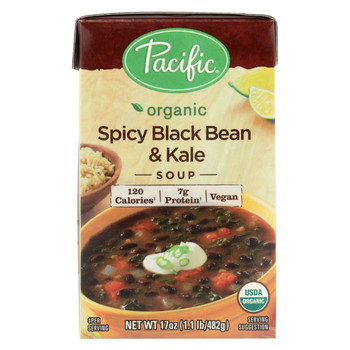 Pacific Natural Foods Black Bean and Kale Soup - Organic Spicy - Case of 12 - 17 oz.