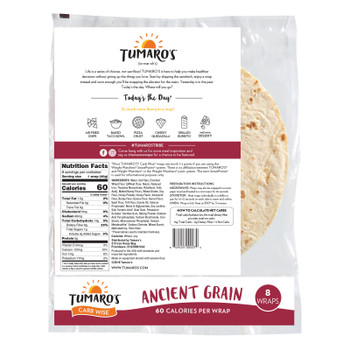 Tumaro'S 8-inch Ancient Grain Carb Wise Wraps - Case of 6 - 8 CT