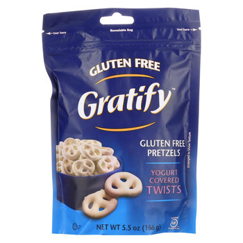 Gratify Pretzels - Twists - Yogurt Covered - Gluten Free - 5.5 oz - case of 8 Gratify Pretzels - Twists - Yogurt Covered - Gluten Free - 5.5 oz - case of 8