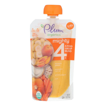 Plum Organics Essential Nutrition Blend - Mighty 4 - Pumpkin Pomegranate Quinoa Greek Yogurt - 4 oz - Case of 6