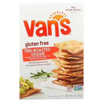 Van's Natural Foods Gluten Free Crackers - Fire Roasted Veggie - Case of 6 - 4 oz.