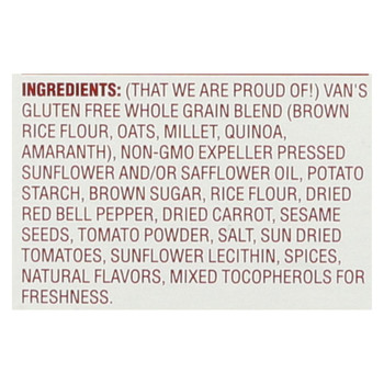 Van's Natural Foods Gluten Free Crackers - Fire Roasted Veggie - Case of 6 - 4 oz.