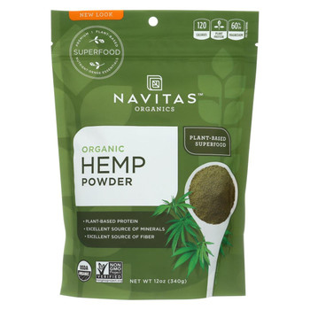 Navitas Naturals Protein Powder - Organic - Hemp - Raw - 12 oz - case of 6