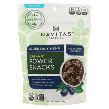 Navitas Naturals Snacks - Organic - Power - Blueberry Hemp - Gluten Free - 8 oz - case of 12