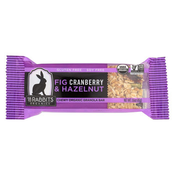 18 Rabbits Organic Granola Bar - Fig Cranberry and Hazelnut - Case of 12 - 1.6 oz Bars