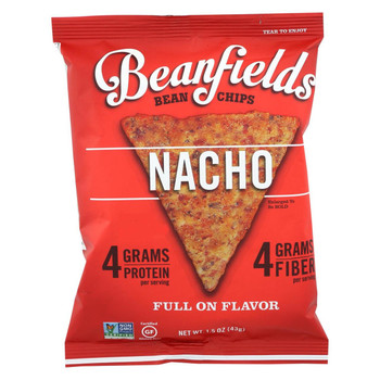 Beanfields - Bean and Rice Chips - Nacho - Case of 24 - 1.5 oz. Beanfields - Bean and Rice Chips - Nacho - Case of 24 - 1.5 oz.