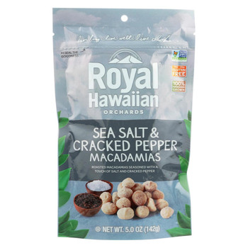 Royal Hawaiian Orchards Macadamias - Sea Salt and Cracked Pepper - Case of 6 - 5 oz. Royal Hawaiian Orchards Macadamias - Sea Salt and Cracked Pepper - Case of 6 - 5 oz.