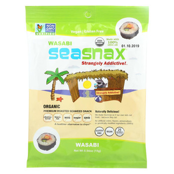 Seasnax Wasabi Single - 5 Full Sheets - Case of 16 - 0.54 oz.