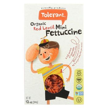 Tolerant Organic Pasta - Red Lentil, Mini Fettuccine - Case of 6 - 12 oz. Tolerant Organic Pasta - Red Lentil, Mini Fettuccine - Case of 6 - 12 oz.