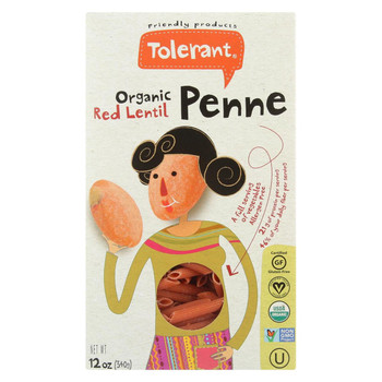 Tolerant Organic Pasta - Red Lentil, Penne - Case of 6 - 12 oz.