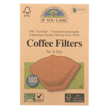 If You Care Coffee Filters lbs.6 Cone Unbleached - Case of 12 - 100 Count
