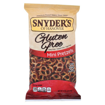 Snyder's of Hanover Mini Pretzels - Gluten Free - Case of 12 - 8 oz. Snyder's of Hanover Mini Pretzels - Gluten Free - Case of 12 - 8 oz.