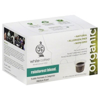 White Coffee Single Serve Coffee - Rainforest Blend  - Case of 4 - 10 Count White Coffee Single Serve Coffee - Rainforest Blend  - Case of 4 - 10 Count