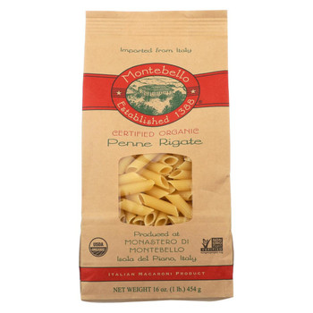 Montebello Organic Pasta - Penne Rigate - Case of 12 - 1 lb.