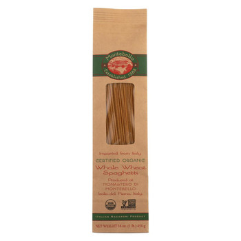Montebello Organic Pasta - Whole Wheat Spaghetti - Case of 12 - 1 lb.