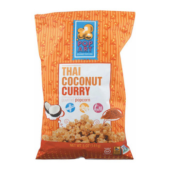 Pop Art Gourmet Popcorn - Thai Coconut Curry - Case of 9 - 5 oz.