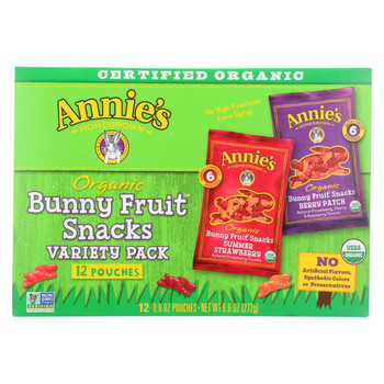 Annie's Homegrown Organic Bunny Fruit Snacks Variety Pack - Case of 12 - 9.6 oz. Annie's Homegrown Organic Bunny Fruit Snacks Variety Pack - Case of 12 - 9.6 oz.
