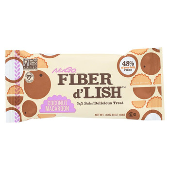 NuGo Nutrition Bar - Fiber dLish - Coconut Macaroon - 1.6 oz Bars - Case of 16