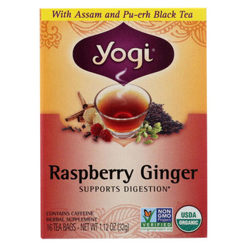 Yogi Tea - Organic - Raspberry Ginger Digestive Vitality - 16 Bags - 1 Case