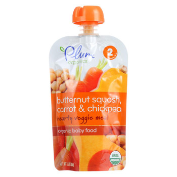 Plum Organics Second Blends Hearty Veggie Meal - Butternut Squash Carrot and Chickpea - Case of 6 - 3.5 oz.