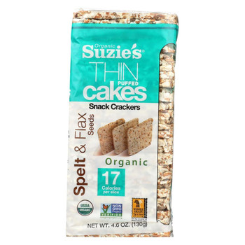 Suzie's Whole Grain Thin Cakes - Spelt and Flax Seeds - Case of 12 - 4.6 oz.