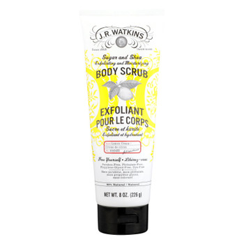 J.R. Watkins Body Scrub - 100 Percent Natural - Exfoliating - Sugar and Shea - Lemon - 8 oz