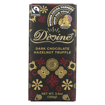 Divine Chocolate Bar - Dark Chocolate - Hazelnut Truffle - 3.5 oz Bars - Case of 10 Divine Chocolate Bar - Dark Chocolate - Hazelnut Truffle - 3.5 oz Bars - Case of 10