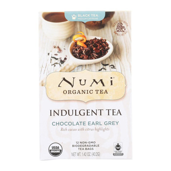 Numi Tea Indulgent Tea - Chocolate Earl Grey - Case of 6 - 12 Bags